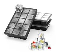 Ankway Upgraded Silicone Ice Cube Trays with Lid, 3 Pack Sturdy Ice Cube Moulds with Metal Frame, Food Grade, BPA Free, Super Easy-Release Ice Trays for Freezer, Whiskey, Cocktail and Drink