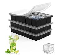 Ankway Upgraded Silicone Ice Cube Trays with Lid, 3 Pack Sturdy Ice Cube Moulds with Metal Frame, Food Grade, BPA Free, Super Easy-Release Ice Trays for Freezer, Whiskey, Cocktail and Drink