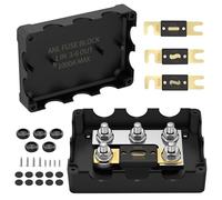 ANL Fuse Holder Max 1000A 1 in 6 Out Waterproof Anl Fuse Block with 5 x 5/16" Studs Dual Fuse Holder with 300 Amp, 400 Amp, 500 Amp and 600 Amp ANL Fuses for Marine Automotive Car Truck Boat