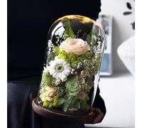 anlab Preserved Eternal Flowers, Real Flowers Gifts for Women, Forever Love Gifts for Mum Wife Girlfriend, Birthday for Her, Christmas Wedding Mother's Day Present (Dandelion-Milk Tea Pink)