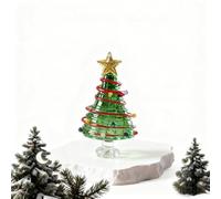 Anlado Handcrafted Glass Christmas Tree Intangible Cultural Heritage Craftsmanship Desktop Ornament Suitable for Home or Office for Children