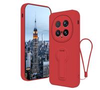Anlalish Compatible with Honor Magic 8 Pro Case with Stand, Silicone Phone Case for Honor Magic 8 Pro with Wrist Strap Lanyard (Red)