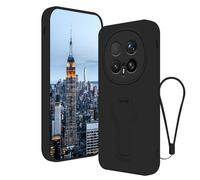 Anlalish Compatible with Honor Magic 8 Pro Case with Stand, Silicone Phone Case for Honor Magic 8 Pro with Wrist Strap Lanyard (Black)