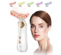 ANLAN 24K Gold Face Massager, 5-in-1 LED Facial Lifting Device with EMS Microcurrent & 42°C Heat, Electric Gua Sha Tool for Double Chin Reducer, Skin Tightening Machine for Women