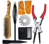 Anlayliay 6PCS Welding Slag Removal Tool Set MIG Welding Pliers Set with Metal Plate Thickness Gauge Welding Gloves Wire Gauge