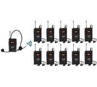 ANLEON MTG-100 Wireless Acoustic Transmission System Tour Guide System for Tour Guides, Teaches, Coaches,Presentations,Language Interpretation,Church translation (1 transmitter & 10 receivers)