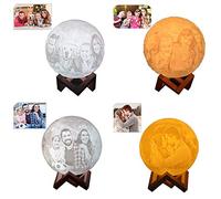 Anlewo Custom Photo Moon Lamp Personalised Stand,Custom Moon Light with 3D Photo and Text,16 Colors,USB Charging Touch Moon Night Light,Birthday,Thanksgiving Photo Gifts,Christmas (8 cm)
