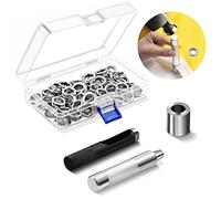 Anley 1/2" Grommet Tools Kit - 100 Sets of Rust Resistant Grommet Refills, Handheld Hole Cutter & Punch Tool - DIY Crafts Self-Piercing Eyelets for Fabric, Leather, Tarp, Curtains & Belts (Silver)