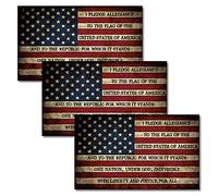 Anley 5 X 3 inch Worn American US Flag Decal - Patriotic Stars Reflective Stripe USA Flag Car Stickers - Support US Military (3 Pack)