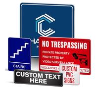 Anley Custom Plastic Signs - Personalized Office Sign for Door & Wall - Durable 197 Mil (5MM) PVC Signage with UV Ink Print for Home Business Name Plates Events Indoor & Outdoor (9x9 IN Double-Sided)