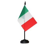 ANLEY Italy Deluxe Desk Flag Set - 6 x 4 Inch Miniature Italian Desktop Flag with 12" Solid Pole - Vivid Color and Fade Resistant - Black Base and Spear Top