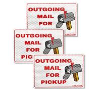 Anley Reflective Outgoing Mail for Pickup Magnet Sign 4x6 In - Magnetic Replacement for Universal Mailbox Flags - Alert Postal Carrier Raised Signal Sign Perfect for Home and Business Mailbox (3 Pack)