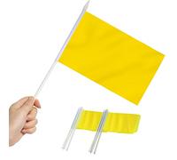 Anley Yellow Mini Flag 12 Pack - Hand Held Small Miniature Solid Yellow Blank Flags on Stick - Fade Resistant & Vivid Colors - 5x8 Inch with Solid Pole & Spear Top