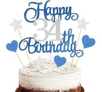 Anlgdi Cake Decoration 25th Birthday Topper Happy 10th Birthday Black Birthday Cake Decoration 10th Children Boy Cake Decoration 34th Birthday Girl Cake Topper