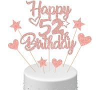 Anlgdi Cake Decoration Happy Birthday Decoration Cake Decoration 52nd Birthday Woman Cake Topper Happy 52th Birthday Rose Gold Cake Topper 52 Years Cake Decoration for Birthday Cake Decoration 52nd