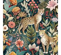 ANLIKY-Pro Self Adhesive Wallpaper, 44x300CM Tropical Leopard Stick Peel and Stick Contact Paper, Animal Forest Seamless Removable Decorative Film for Wall Decal