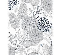 ANLIKY-Pro Self Adhesive Wallpaper Blue Floral Peel and Stick Contact Paper, 44X600CM Floral Leaf Plants Removable Wallpaper Decorative Film for Cabinet Furniture