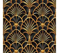 ANLIKY-Pro Self-Adhesive Wallpaper Geometric Pattern on Black Background Peel and Stick Contact Paper, 44X600CM, Cold Light and Shadow Removable Decorative Film for Cabinet Furniture