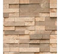 ANLIKY-Pro Self Adhesive Wallpaper Light Brown Rock Splicing Peel and Stick Contact Paper, 44X300CM, 3D Rock Removable Decorative Film for Cabinet Furniture