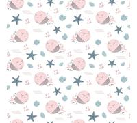 ANLIKY-Pro Self Adhesive Wallpaper, Removable Decorative Film, Pink Whales Sea Star Seashell Pattern, Innocent Girl Style, 44X600CM Peel and Stick Contact Paper for Wall Decal or Cabinet Furniture