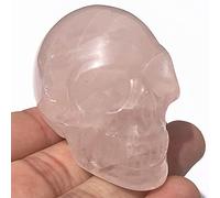 Anlingem 1pc 2" Crystal Skull Natural Quartz Skull Gemstone Carved Skull Stone Pocket Statue Healing Energy Reiki Gemstone Collectible Figurine (Rose Quartz Skull) AL-RQS