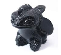 Anlingem Healing Crystal Stone Human Reiki Skull Figurine Statue Sculptures Fly Dragon Skull Crystal Halloween (Obsidian) AL-OBTS