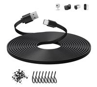 ANLINK 10ft/3M Flat USB C Cable, USB A to USB C Charging Power Cord for Blink Mini 2/Outdoor 4, Ring Pan-Tilt Indoor Cam, eufy Cam S3 Pro, SoloCam S340/S350/S220/C210, and More Cam-Black