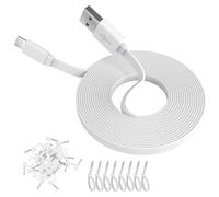 ANLINK 16.4ft/5M Flat USB C Cable, USB A to USB C Charging Power Cord for Blink Mini 2/Outdoor 4, Ring Pan-Tilt Indoor Cam, eufy Cam S3 Pro, SoloCam S340/S350/S220/C210, and More Cam-White