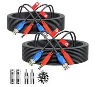 ANLINK 2 Pack 16.4FT/5M All-in-One Video Power Cable, Premade BNC Video Power Cable Extension Wire for CCTV Security Camera DVR Surveillance Systems, with BNC RCA Connectors & Cable Clips (Black)