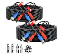 ANLINK 2 Pack 33FT/10M All-in-One Video Power Cable, Premade BNC Video Power Cable Extension Wire for CCTV Security Camera DVR Surveillance Systems, with BNC RCA Connectors & Cable Clips (Black)