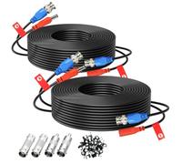 ANLINK 2 Pack 50FT/15M All-in-One Video Power Cable, Premade BNC Video Power Cable Extension Wire for CCTV Security Camera DVR Surveillance Systems, with BNC RCA Connectors & Cable Clips (Black)