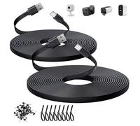 ANLINK 2 Pack 5M/16.4ft Flat USB C Cable, USB A to USB C Charging Power Cord for Blink Mini 2/Outdoor 4, Ring Pan-Tilt Indoor Cam, eufy Cam S3 Pro, SoloCam S340/S350/S220/C210, and More CCTV Cam-Black