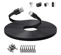 ANLINK 3M/10ft Flat USB C Cable, USB A to USB C Charging Power Cord for Blink Mini 2/Outdoor 4, Ring Pan-Tilt Indoor Cam, eufy Cam S3 Pro, SoloCam S340/S350/S220/C210, and More CCTV Cam-Black