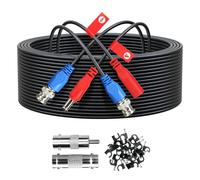 ANLINK 50FT/15M All-in-One Video Power Cable, Premade BNC Video Power Cable Extension Wire for CCTV Security Camera DVR Surveillance Systems, with BNC RCA Connectors & Cable Clips (Black)