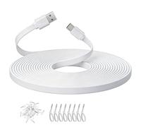 ANLINK 5M 16.4ft Flat Micro USB Cable, Charging and Data Sync, Long Micro USB Cord for WyzeCam, Wyze Cam Pan, WYZE Cam OG, NestCam Indoor, Blink and More Home Security Cameras-White
