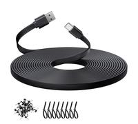 ANLINK 5M 16.4ft Flat Type USB C Cable, Charging and Data Sync, USB A to USB C Power Charging Cord for Home Security Cameras, Phones, Switch Pro Controllers and More Devices (5 Meter, Black)