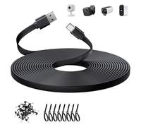 ANLINK 5M/16.4ft Flat USB C Cable, USB A to USB C Charging Power Cord for Blink Mini 2/Outdoor 4, Ring Pan-Tilt Indoor Cam, eufy Cam S3 Pro, SoloCam S340/S350/S220/C210, and More CCTV Cam-Black