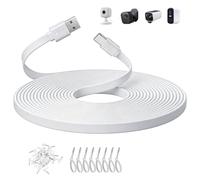 ANLINK 5M/16.4ft Flat USB C Cable, USB A to USB C Charging Power Cord for Blink Mini 2/Outdoor 4, Ring Pan-Tilt Indoor Cam, eufy Cam S3 Pro, SoloCam S340/S350/S220/C210, and More CCTV Cam-White