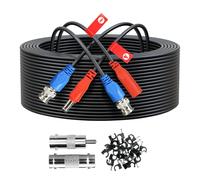 ANLINK 75FT/23M All-in-One Video Power Cable, Premade BNC Video Power Cable Extension Wire for CCTV Security Camera DVR Surveillance Systems, with BNC RCA Connectors & Cable Clips (Black)