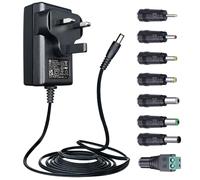 ANLINK 9V 1A 1.8M Power Supply Adapter with 8 Tips, DC 9W 1000mA 500mA Replacement Power Cord for Arduino UNO MEGA/Home Camera/Stationary Bike/Label Printer/Router/Speaker (Center Positive, UKCA)