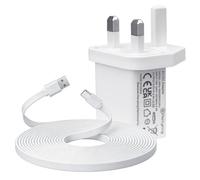 ANLINK DC 5V 2A 10W USB Wall Charger with 16.4ft/5M Flat Type USB C Cable, AC Adapter for Type-C Enabled Home Security Cameras, Power Charging & Power Supply for More USB-C Devices-White