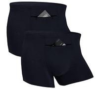 ANLINKSHINE 2 Packs Men's Boxer Briefs Hidden Pocket, Insulin Pump Secret Stash, Travel Underwear (Dark Blue), Dark Blue, L