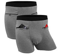 ANLINKSHINE 2 Packs Men's Boxer Briefs Hidden Pocket, Insulin Pump Secret Stash, Travel Underwear with Secret (Gray), Grey, XXL