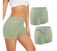 ANLINKSHINE Women's Underwear with Secret Hidden Pocket Panties/Secret Pockets (2 Packs), Mint Green, S