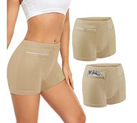 ANLINKSHINE Women's Underwear with Secret Hidden Pocket Panties/Secret Pockets (2 Packs), Nude, L