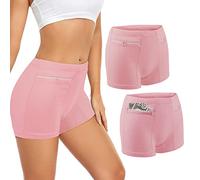 ANLINKSHINE Women's Underwear with Secret Hidden Pocket Panties/Secret Pockets (2 Packs), Pink, L