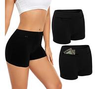 ANLINKSHINE Women's Underwear with Secret Pocket Panties, 2 Packs Anti Pickpocket Travel Boxers (Black), Black, XS