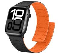 Anlinser Compatible with Apple Watch Strap 42mm 41mm 40mm 38mm, Double Side Reversible Magnetic Band for iWatch Series 11 10 9 8 7 6 5 4-1 SE (Black/Orange)