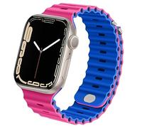 Anlinser Compatible with Apple Watch Straps 41mm 40mm 38mm, Silicone Sport Loop Strap Designed for iWatch SE Series 9 8 7 6 5 4 3 (Barbie Pink/Blue)