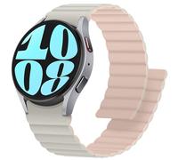 Anlinser Magnetic Straps Compatible with Samsung Galaxy Watch 7/6/5/4/FE Strap 44mm 40mm/Galaxy Watch 6 Classic 47mm 43mm/5 Pro 45mm, Waterproof Sport Replacement Bands for Women Men, Starlight/Pink